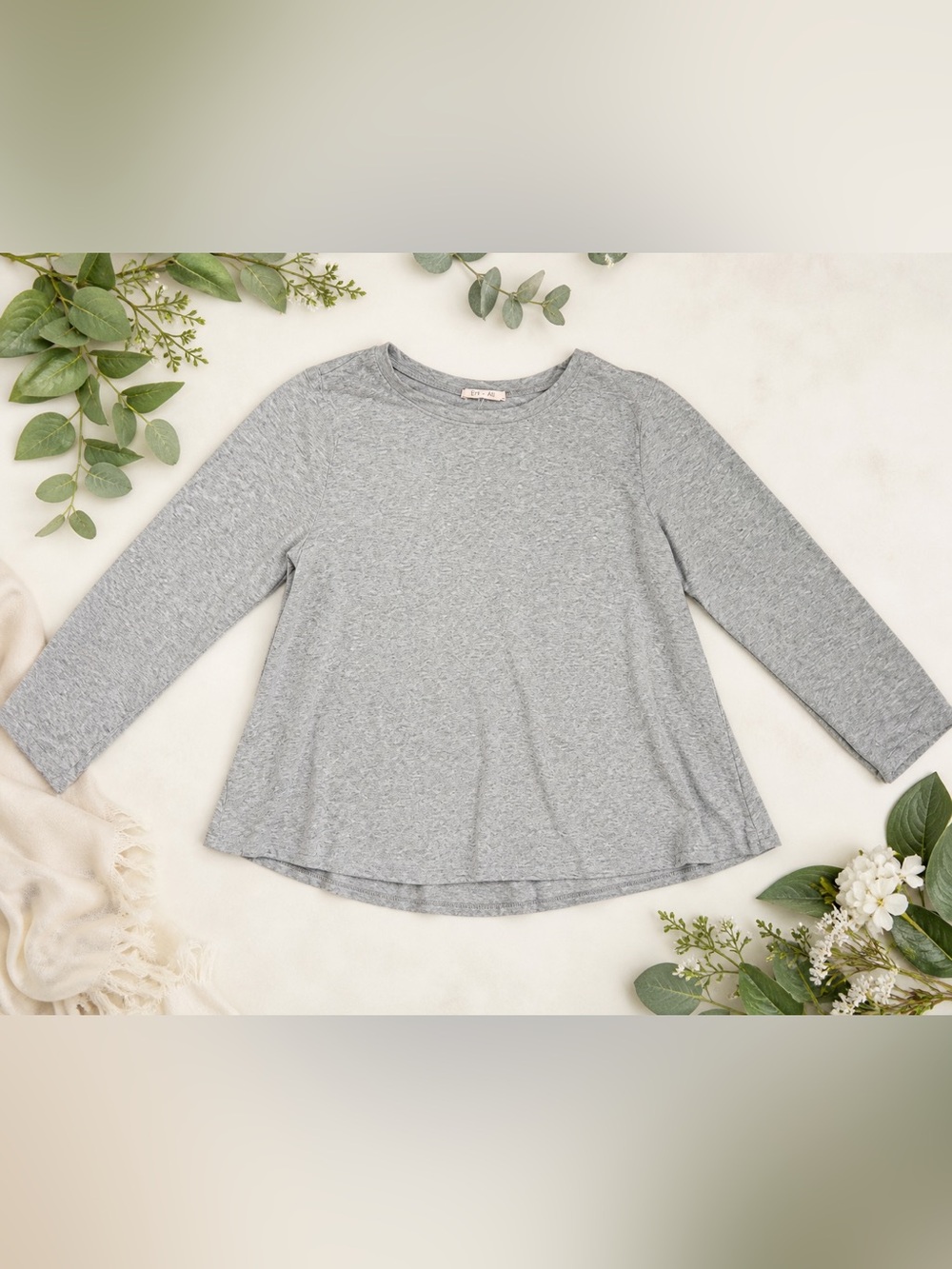 Eri + Ali Anthropologie Gray Soft Modal Blend Long sleeve Tee. Elevated Basic